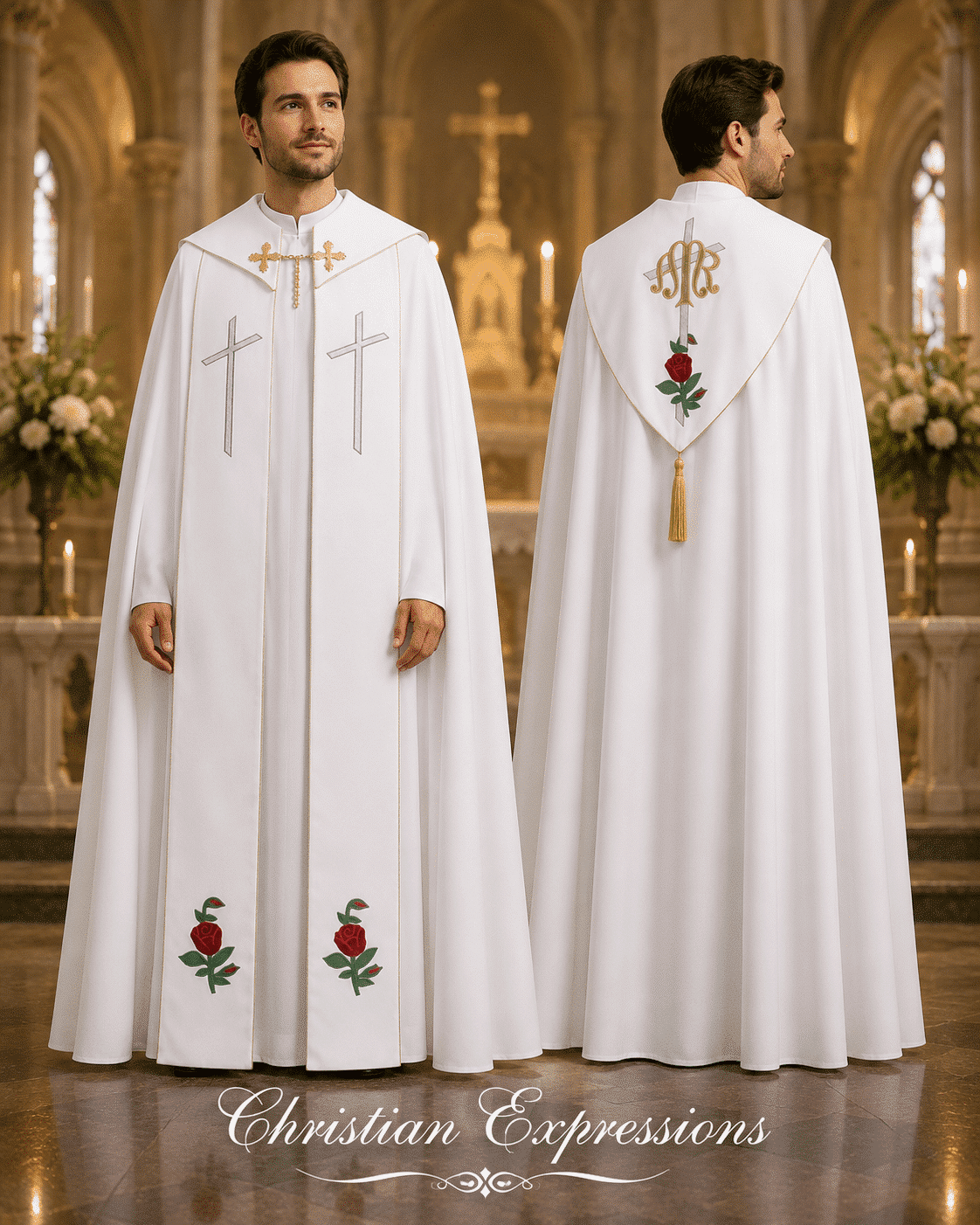 Marian Red Roses Clergy Cope