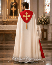 Cream with Red Velvet Clergy Cope