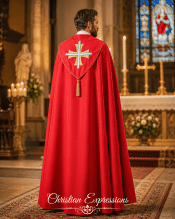 Red Clergy Cope with Thomas Cross